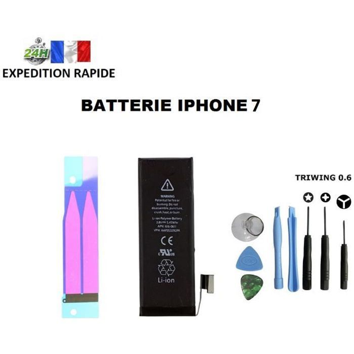 Batterie Apple Iphone 7 Qualité Origine Triwing + Kit Outils + Stickers 1960 Mah