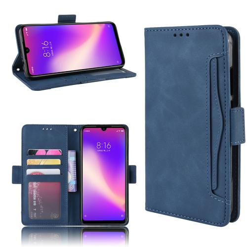 Coque Xiaomi Redmi Note 7s,Etui Pour Xiaomi Redmi Note 7s,Coque Multi-Cartes Pour Xiaomi Redmi Note 7s,Etui En Cuir Pu Premium Housse Pour Xiaomi Redmi Note 7s,Bleu