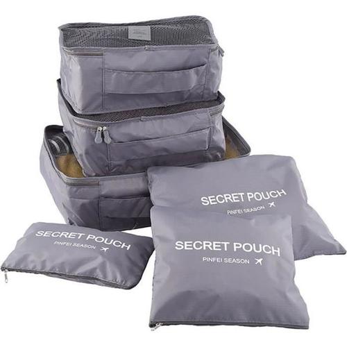 Organisateur de Voyage Valise Bagages Lot de 6 Ensemble Emballent des Cubes Sac de Rangement pour V?tement Gris