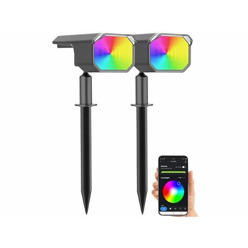 2 Spots Solaires Connectés Avec Led Rvb Cct 100 Lm