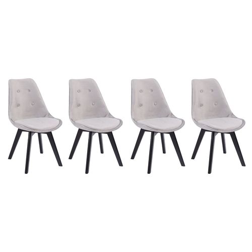 Lot De 4 Chaises En Velours Nora Grises Avec Coussin