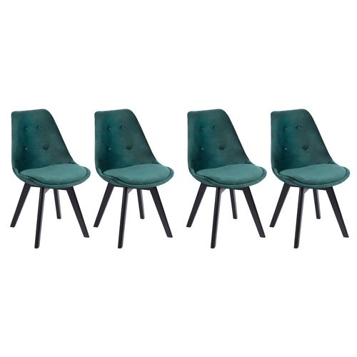 Lot De 4 Chaises En Velours Nora Vertes Avec Coussin
