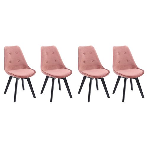 Lot De 4 Chaises En Velours Nora Roses Avec Coussin