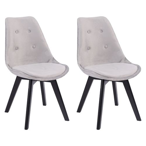 Lot De 2 Chaises En Velours Nora Grises Avec Coussin