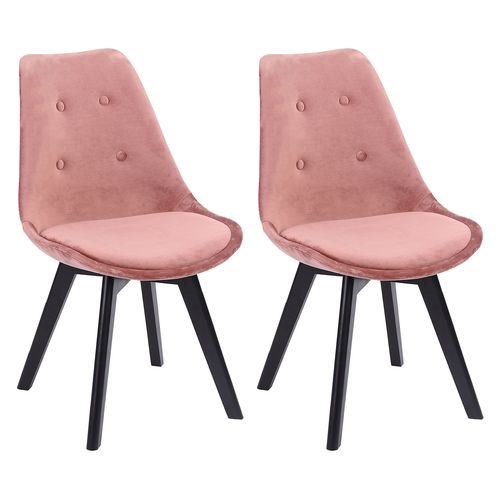 Lot De 2 Chaises En Velours Nora Roses Avec Coussin