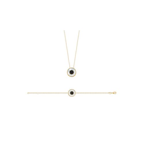 Collier Femme - Plaqué Or - Nacre - Longueur : 45 Cm
