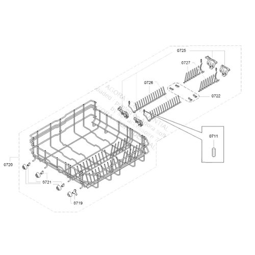 Panier inférieur repère 0720 d'origine Lave-vaisselle (20002434 00680381 BOSCH JUNKER CONSTRUCTA NEFF BALAY SIEMENS GAGGENAU BLAUPUNKT VIVA)