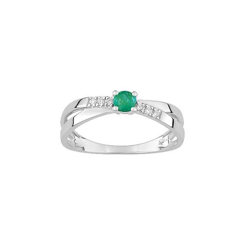 Bague Femme - Emeraude Et Oxyde De Zirconium - Or 18 Carats