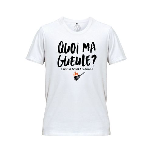 T Shirt Unisexe Blanc Johnny Hallyday "Quoi Ma Gueule"