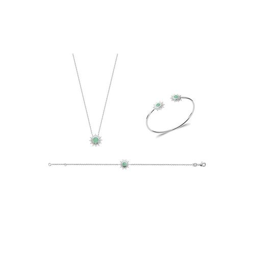 Collier Femme - Argent 925 - Aventurine - Longueur : 45 Cm