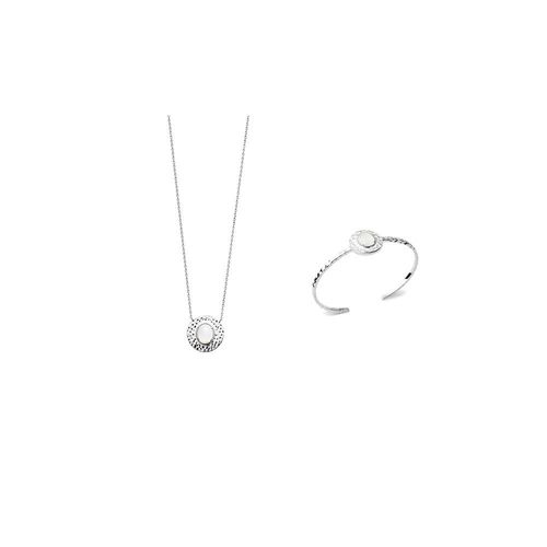 Collier Femme - Argent 925 - Pierre De Lune - Longueur : 45 Cm