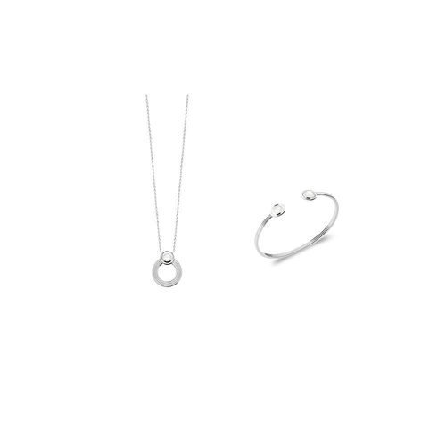 Collier Femme - Argent 925 - Pierre De Lune - Longueur : 45 Cm