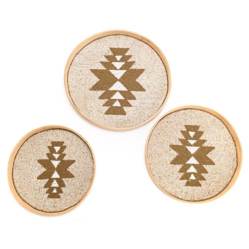 Set De 3 Plateaux Déco Perles