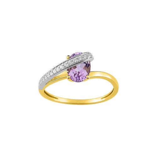 Bague Femme - Améthyste Et Oxyde De Zirconium - Or 18 Carats