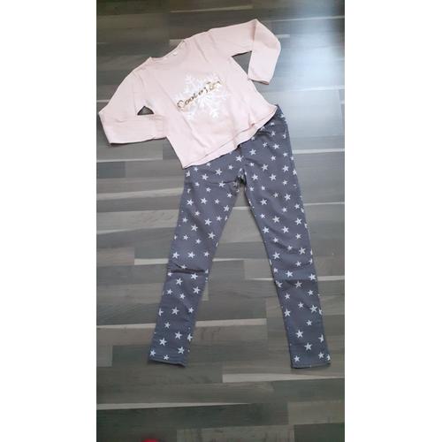 Ensemble Pull Rose + Slim Gris 12 Ans H&m