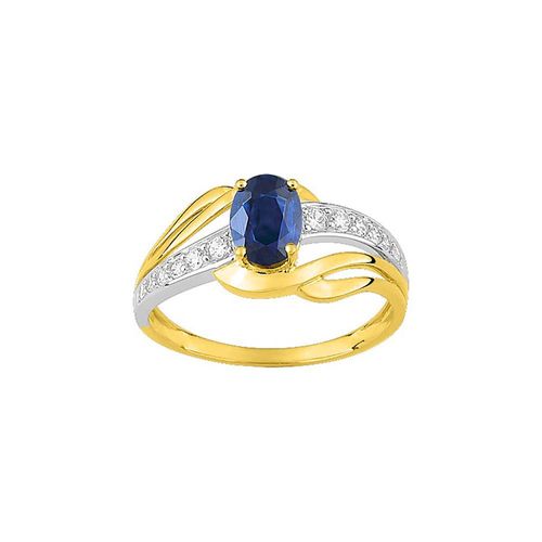 Bague Femme - Saphir Et Oxyde De Zirconium - Or 18 Carats