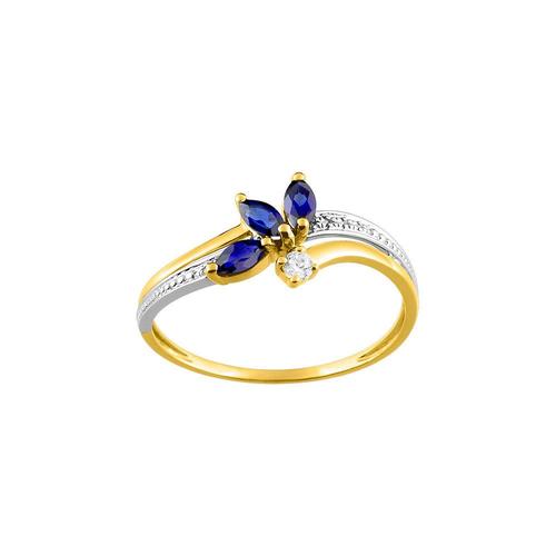 Bague Femme - Saphir Et Oxyde De Zirconium - Or 18 Carats