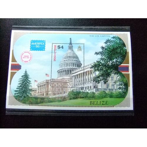 50 Belize 1986 / Ameripex 86 Expo Philatelique Inter. À Chicago / Yvert Bloc 71 Mnh