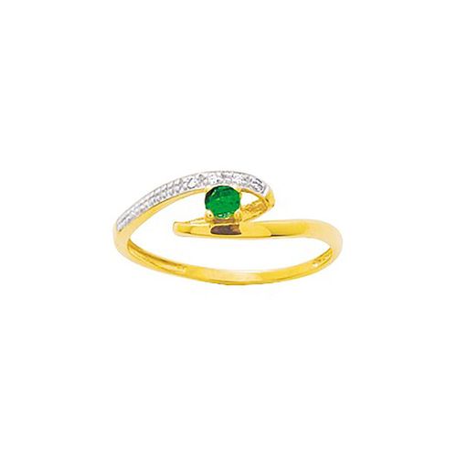 Bague Femme - Emeraude - Or 18 Carats - Diamant 0,02 Carats