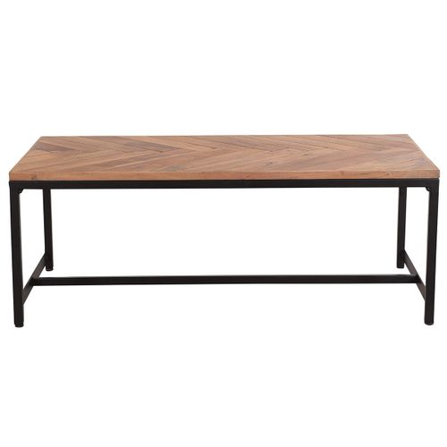 Table Basse Moderne En Acacia Massif Et Métal Noir Stick