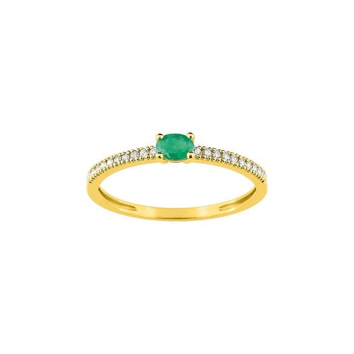 Bague Femme - Émeraude Et Oxydes - Or 18 Carats