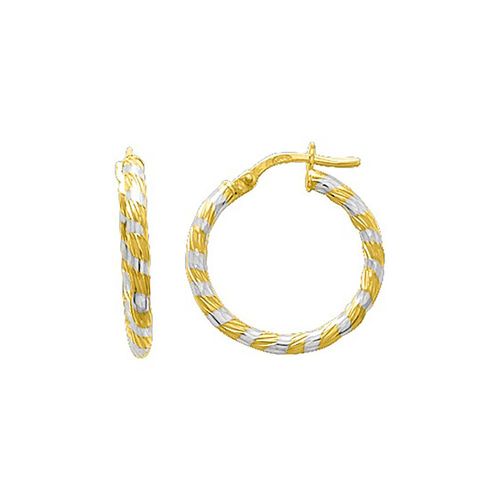 Créoles Bicolores Femme - Or 18 Carats - Diamètre 15mm