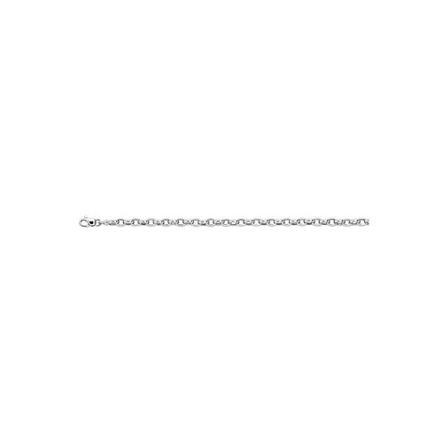 Bracelet Femme 18 Cm - Jaseron Ovale - Or Blanc 18 Carats - Largeur 5 Mm