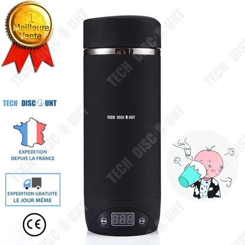 Td® Mini Tasse Eau Chaude Électrique Isotherme Noire Portable Tasse Chauffage Thermique Automatique Double Régulation Étanch Compact