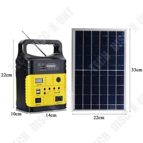 Td® Kit Système Solaire Panneau Dc Générateur Usb Chargeur Pr Téléphone Camping + 3 Ampoules Jaune