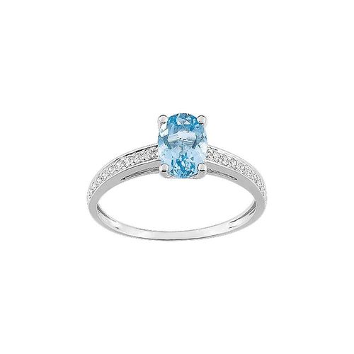 Bague Femme - Topaze Et Oxyde De Zirconium - Or 9 Carats