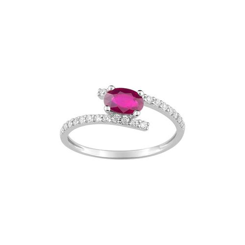 Bague Femme - Rubis Et Oxyde De Zirconium - Or 9 Carats