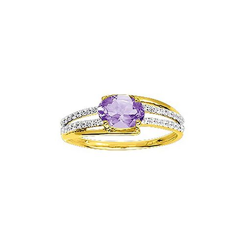 Bague Femme - Améthyste - Oxyde De Zirconium - Or 18 Carats