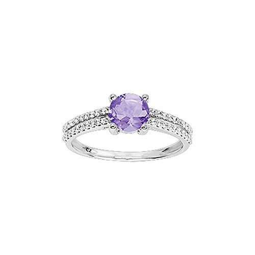 Bague Femme - Améthyste - Oxyde De Zirconium - Or 18 Carats