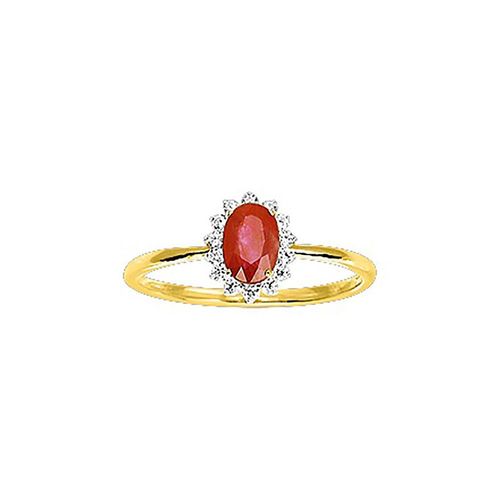 Bague Femme - Rubis - Oxyde De Zirconium - Or 18 Carats