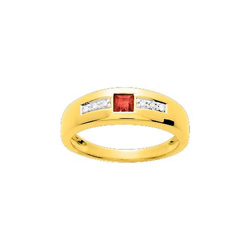Bague Femme - Rubis - Or 18 Carats - Diamant 0,03 Carats