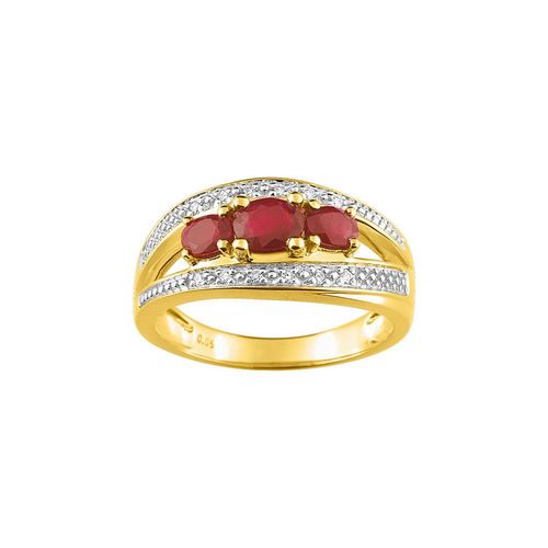 Bague Femme - Rubis - Or 18 Carats - Diamant 0,06 Carats