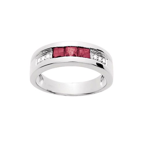 Bague Femme - Rubis - Or 18 Carats - Diamant 0,05 Carats