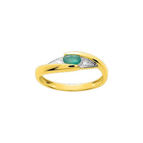Bague Femme - Emeraude - Or 18 Carats - Diamant 0,02 Carats
