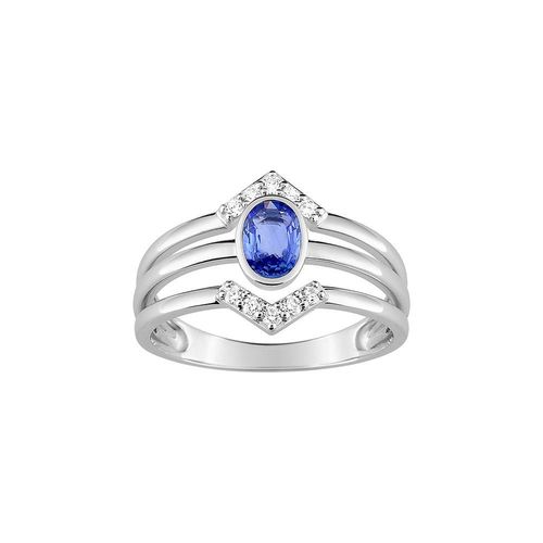 Bague Femme - Saphir - Or 18 Carats - Diamant 0,13 Carats