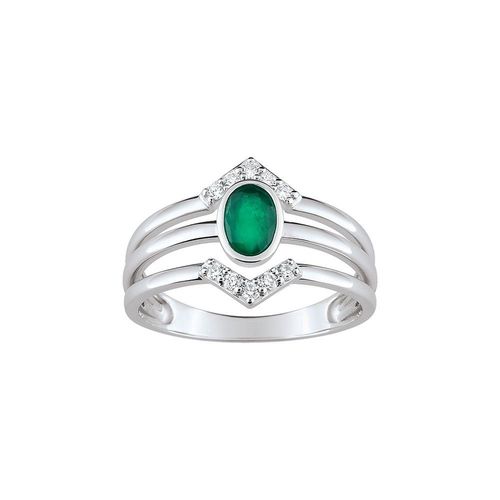 Bague Femme - Emeraude - Or 18 Carats - Diamant 0,13 Carats