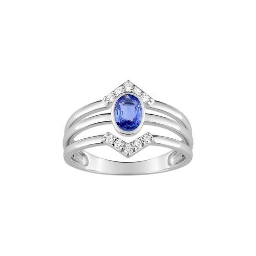 Bague Femme - Saphir - Or 18 Carats - Diamant 0,13 Carats
