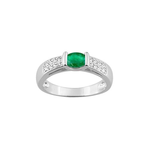 Bague Femme - Emeraude - Or 18 Carats - Diamant 0,13 Carats