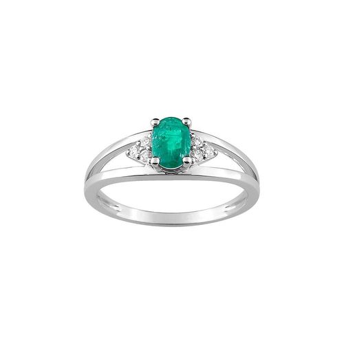 Bague Femme - Emeraude - Or 18 Carats - Diamant 0,08 Carats