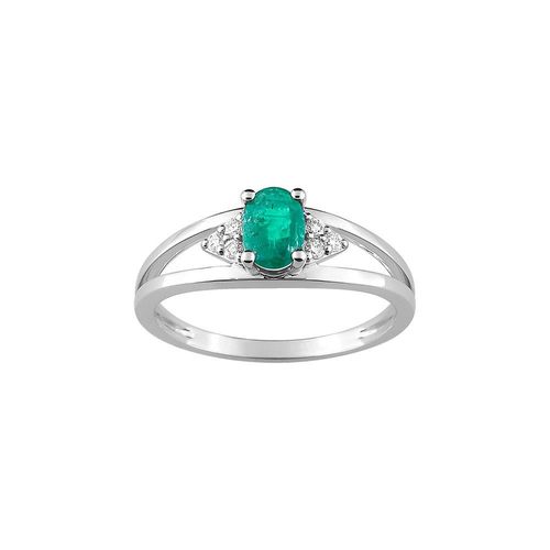 Bague Femme - Emeraude - Or 18 Carats - Diamant 0,08 Carats