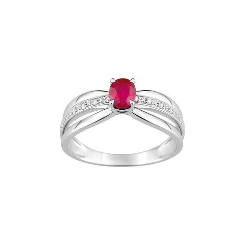 Bague Femme - Rubis - Or 18 Carats - Diamant 0,03 Carats