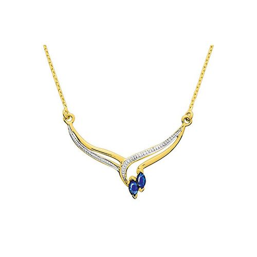 Collier Femme - Saphir - Or 18 Carats - Longueur : 42 Cm