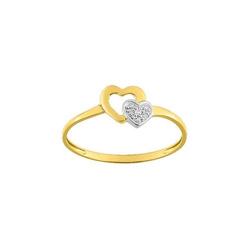 Bague Coeur Femme - Bicolore - Or 9 Carats - Diamant