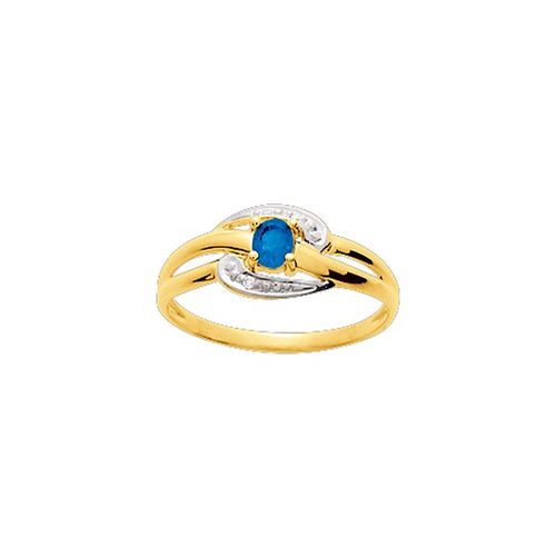 Bague Femme - Saphir - Oxyde De Zirconium - Or 9 Carats