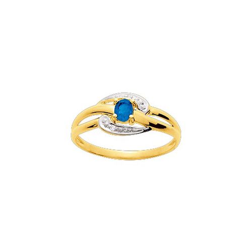 Bague Femme - Saphir - Oxyde De Zirconium - Or 9 Carats