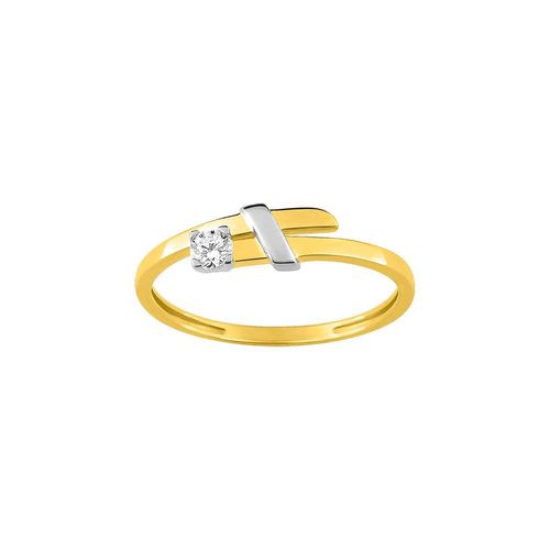 Bague Femme - Bicolore - Oxyde De Zirconium - Or 9 Carats